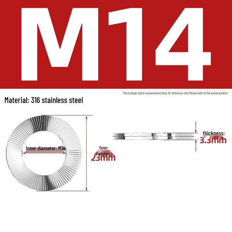 DIN25201 304 Stainless Steel Self-Locking Double Stack Washer, 65Mn Manganese Anti-Loosening, Double-Sided Tooth Layer.