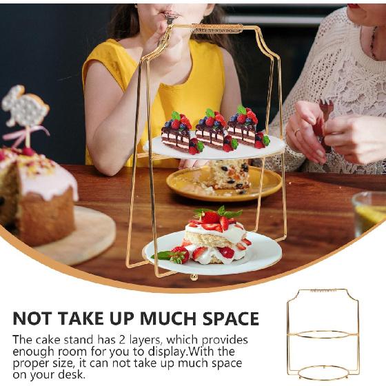 Cabilock Wedding Decor Food Server Plate Rack Double Layer Dessert Cupcake Fruit Holder Stand Round Plate Dish Display Stand for Home Shop Kitchen