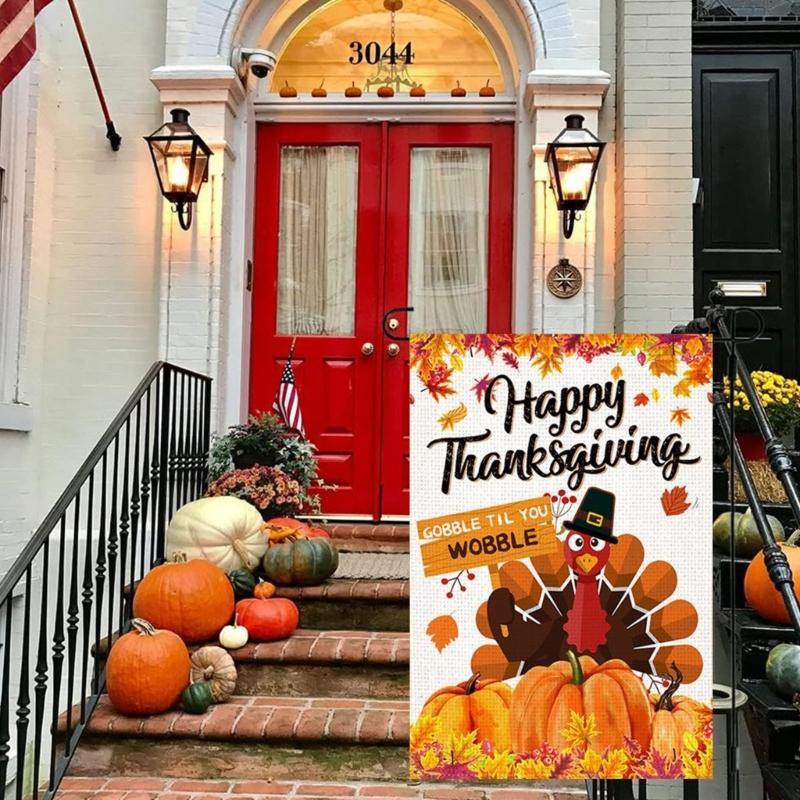 Thanksgiving Sports Turkey Double-Sided Garden Flag 45x30cm/18x12in Fall Outdoor Yard Display