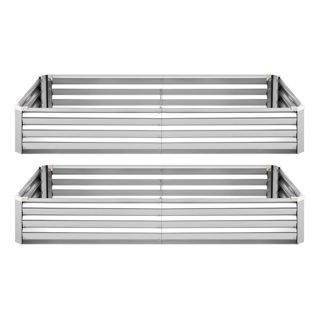 2 Pack Galvanized Raised Garden Beds, 180 X 90 X 30 Cm, Rectangular Metal Planter Boxes Kit Outdoor, Bottomless Elevated Planting Box with Gloves,