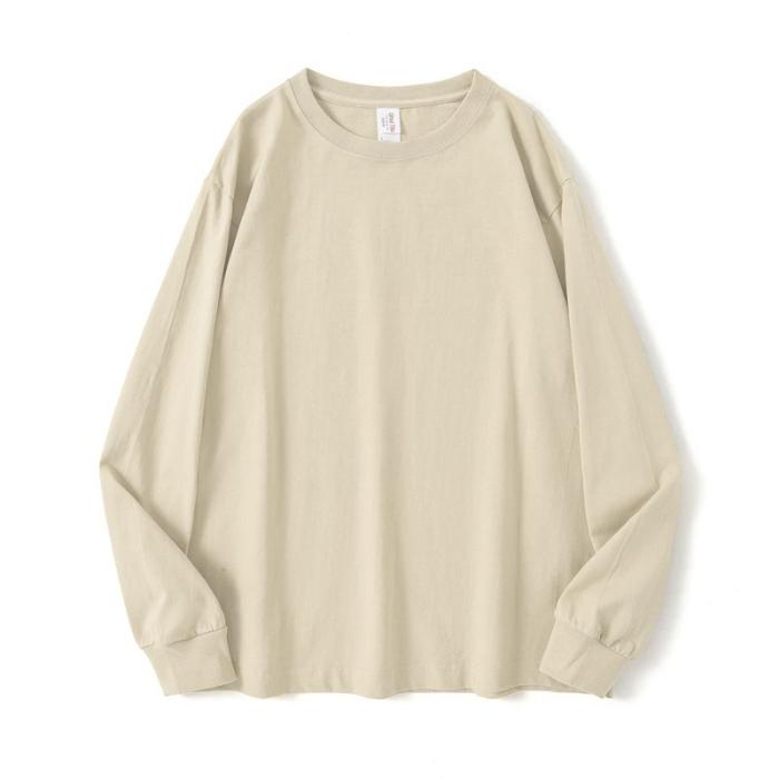 

Весна Осень Однотонные Хлопковые Футболки Женские Харадзюку Оверсайз Длинный Рукав Y2k Топы Унисекс Корейский Стритвир Повседневная Базовая Футболка Женская Хорошее Качество 2XL золотой