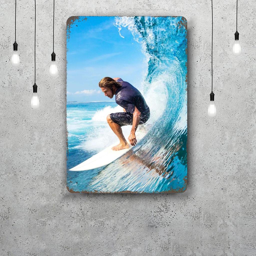 surfing Vintage Metal Tin Signs Posters Decor Retro Metal Plaque Wall Art Decor for Garage Bar