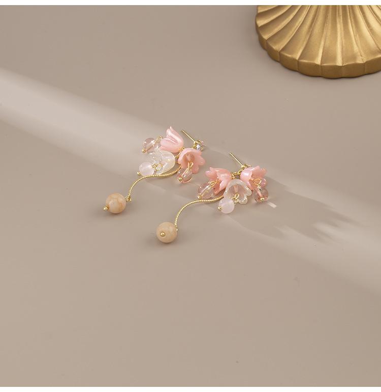

Zircon flower fringed earrings temperament versatile stud earrings niche fashion small fresh earrings women