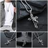 Mens Stainless Steel Jesus Christ Face Crucifix Cross Pendant Necklace Fashionable And Religious