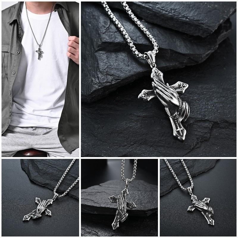 Mens Stainless Steel Jesus Christ Face Crucifix Cross Pendant Necklace Fashionable And Religious