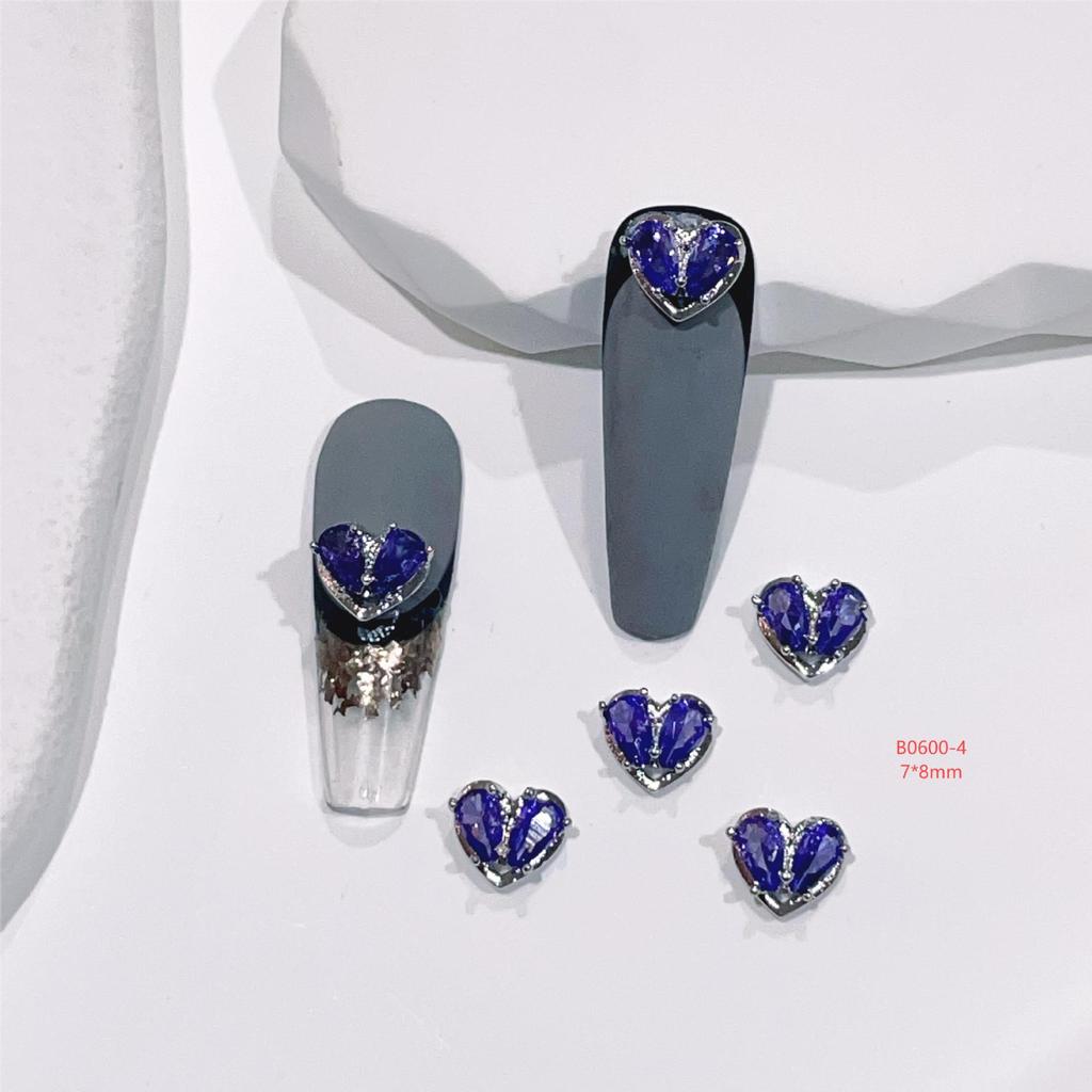 Heart Chain Tassel Alloy Nail Art Jewelry Stickers with Zircon Accents