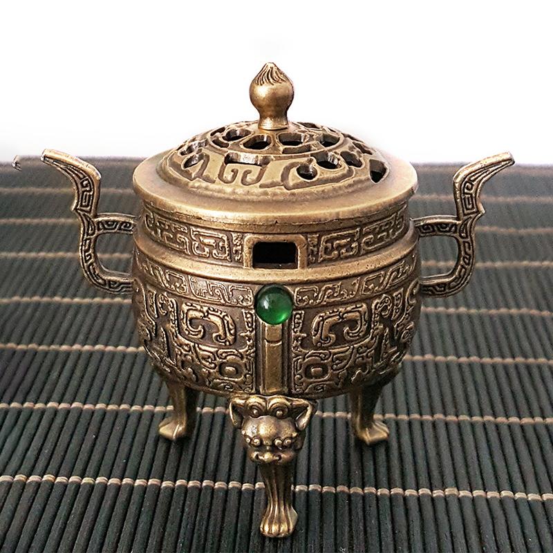 New New Alloy Incense Burner Hollow Out Four Legged Stick Holder Mini Sandalwood Censer Home Decoration