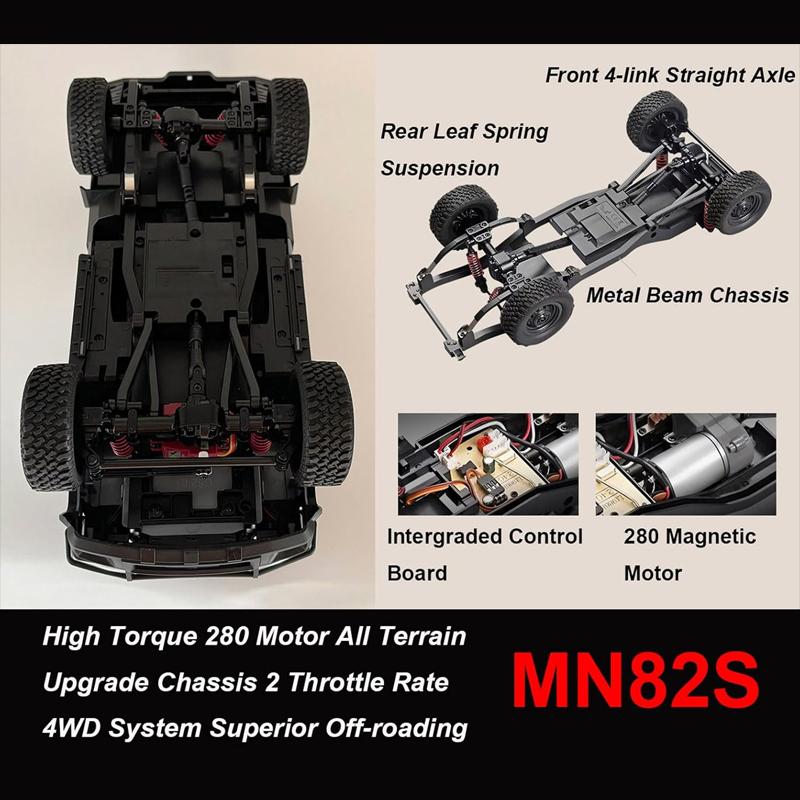 1/12 Full Scale RC Crawler 4-wheel Drive Off Road Remote Control Pickup Truck with Led Light Rechargeable Climbing Vehicle Hobby Toys for Boys Adult