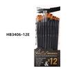 6/12 Pcs Nylon Brush Set for Students To Paint Acrylic Paint Pen Black Rod Children's Watercolor Pen Art Material Painting Brush