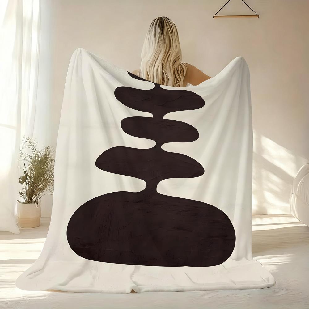 Black Abstract Plant Throw Soft Flannel AC Blanket Lightweight Summer Nap Throw Cozy Blanket for Sofa Bed Travel Home