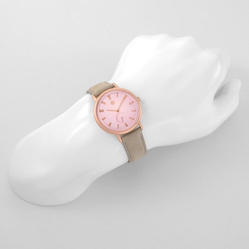Duffer Gropius Watch, Light Pink Dial, Beige Stainless Steel, Quartz Movement, 38mm, German Model DF-9001-0W