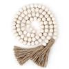 Nordic Style Tassel Wood Bead Hanging Ornament - DIY Handmade Jewelry Accessory with Hemp Rope and Original Wood Color Decor.
