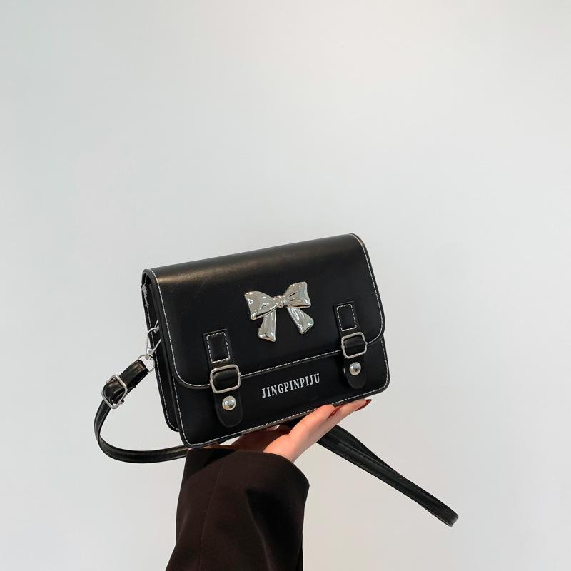 Bow Handbag Spring New Versatile Ins Gentle Texture One-shoulder Crossbody Bag Korean Style Small Square Bag