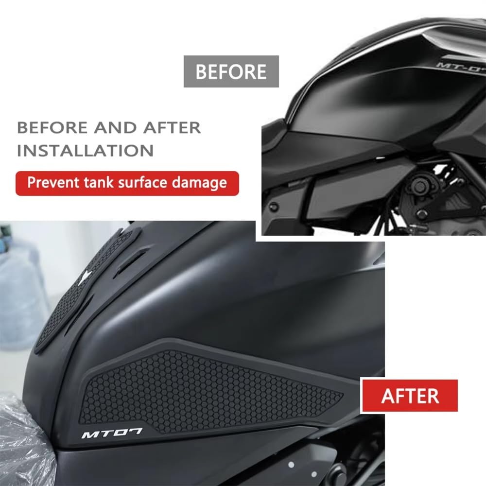 For MT07 MT-07 2025 Motorcycle Tank Pad, Tank Traction Pad, Anti-Slip Side Tank Sticker, Accessory [Parallel Import]