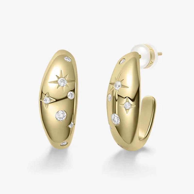 HEFANG Howfang Gold Starlight Earrings - Elegant Star Studs, Perfect Valentine s Day Gift for Her. Copper