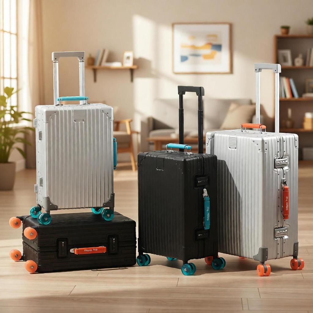 20" Aluminum-Magnesium Alloy Suitcase with Leather Handle - Jelly Wheel Design