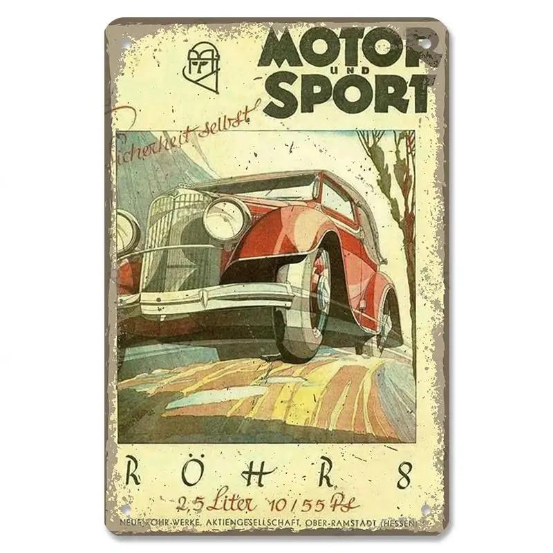 Vintage Dad's Car Bus Poster Retro Metal Plaque Signs Grand Prix Automobile Metal Tin Plate Garage Bar Pub Club Home Wall Decor