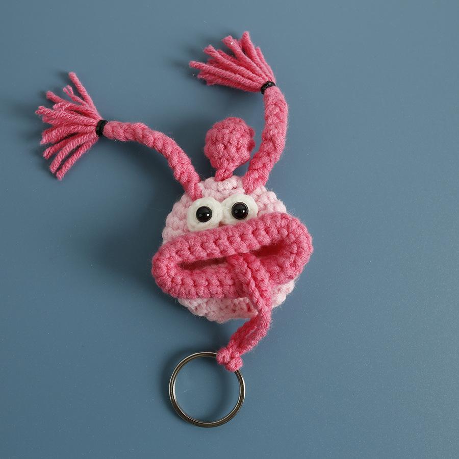 Lustige Wurstmundpuppen-Serie Häkeltasche Schlüsselanhänger für Autoschlüssel Halter Handgefertigte Stricktasche Kreative Geschenke Großhandel