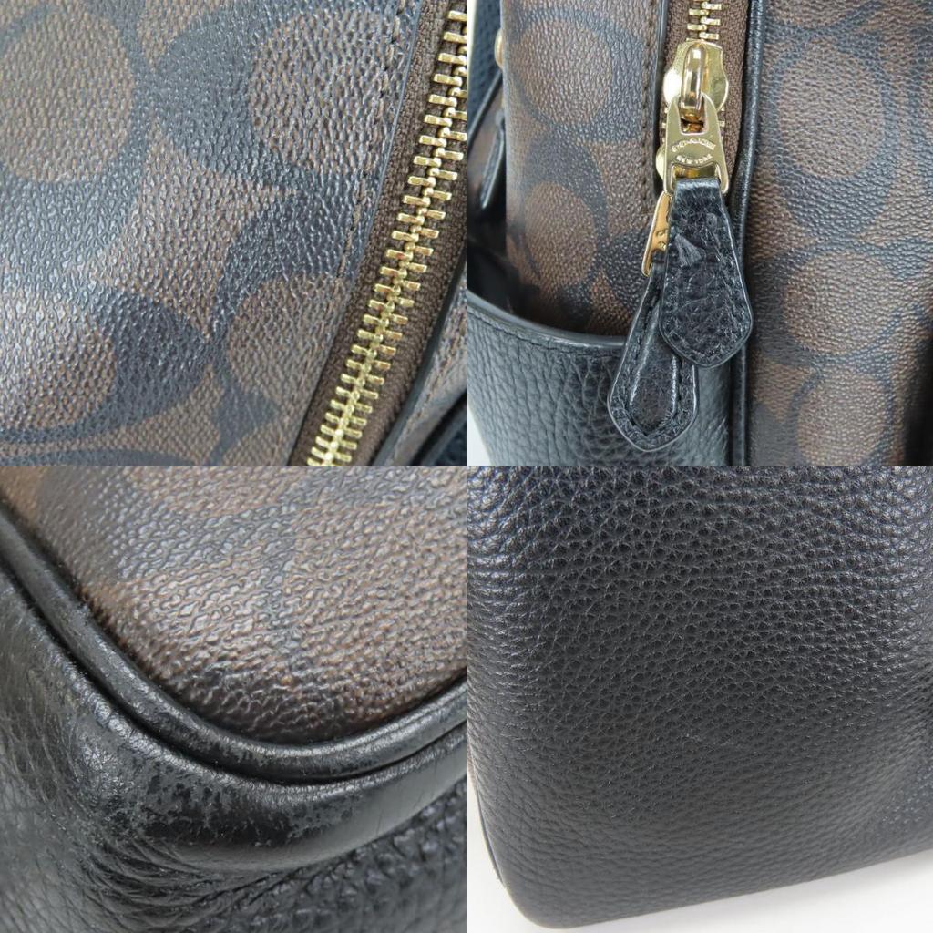 Used COACH Backpack Â· Daypack Signature 6495 PVC/leather Dark brown black Everyday use