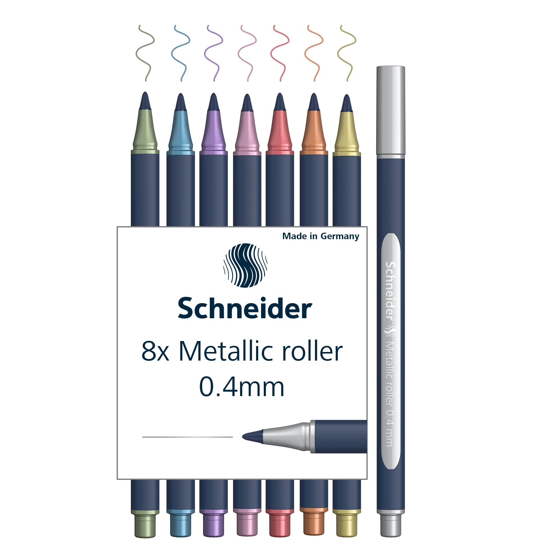 

Schneider Paint it 050 Metallic Rollerball Pigment ML05011502 Pen, 0.4mm Tip, 8-Color Set, Water-Based Pen,