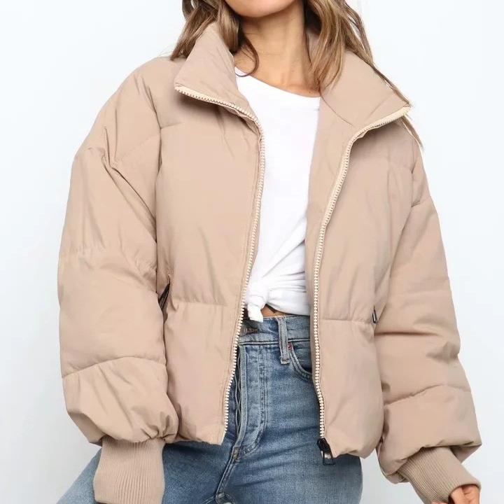 Женские однотонные парки больших размеров цвета хаки — фото 3