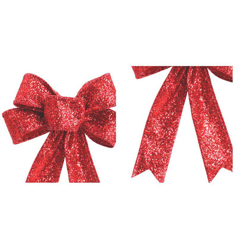 23CM Large Red Sparkling Glitter Christmas Ribbon Bow Christmas Tree Decoration