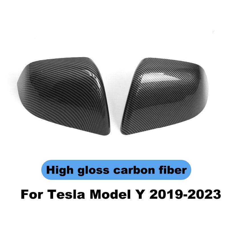 For Tesla Model Y 2019-2025 Rearview Mirror Cover ABS+Carbon Fiber Reversing Mirror Cover Car Modification Accessories