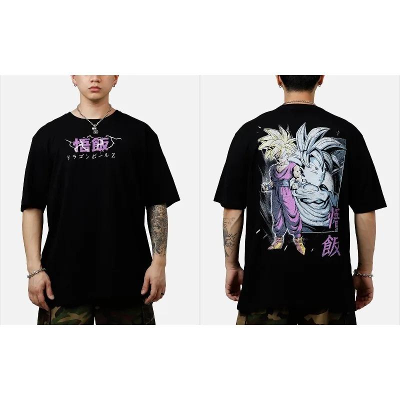 

Dragon Ball Z Сон Гохан Супер Сайян Двусторонняя Печать Японские Иероглифы Эффект Молнии Винтажный Ретро 90-е Стиль Бутлег Аниме Оверсайз Графический 4XL