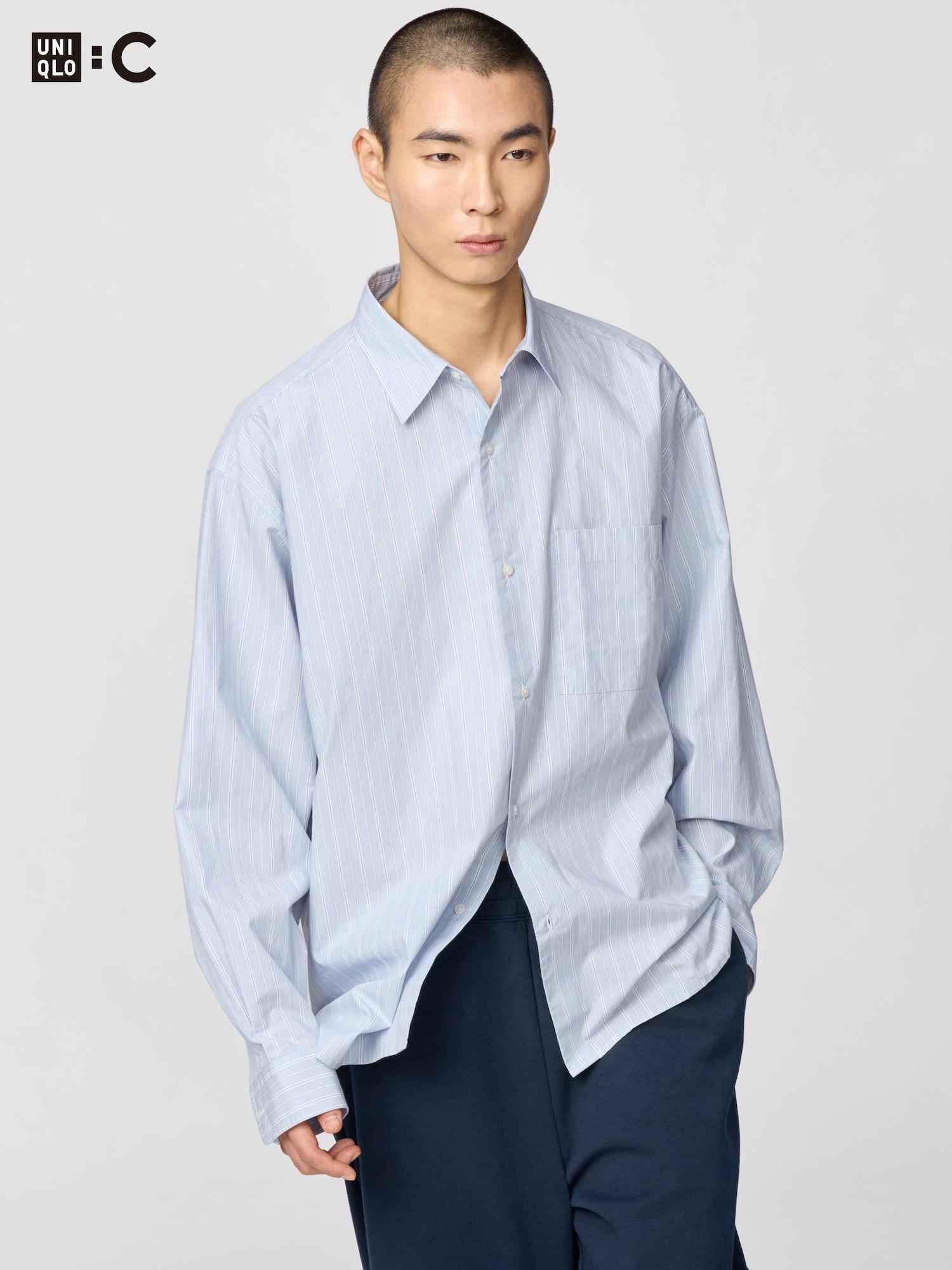 

Рубашка Uniqlo Broadcloth Oversize с длинным рукавом в полоску B 62 BLUE/UNISEX L