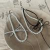 Leather Bow Pearl Double Necklace Women'S Design Sense High Fashion Trend Personality Versatile Neck Chain Collarbone Chain