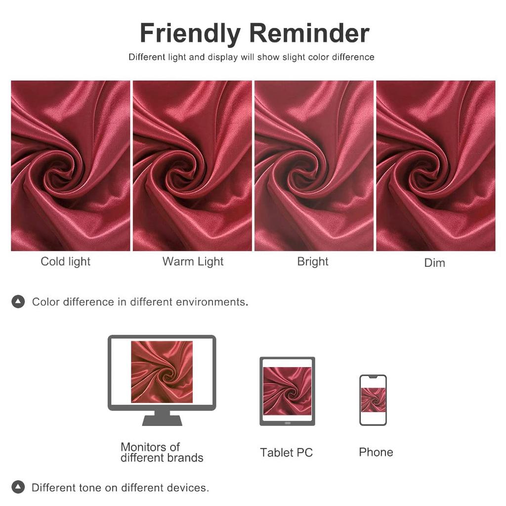 uxcell Pillowcase Satin Weave Envelope Style Cooling Cool to the Touch Pillowcase Set of 2 Pillowcases Plain Odor Resistant Wine Red 50x75cm