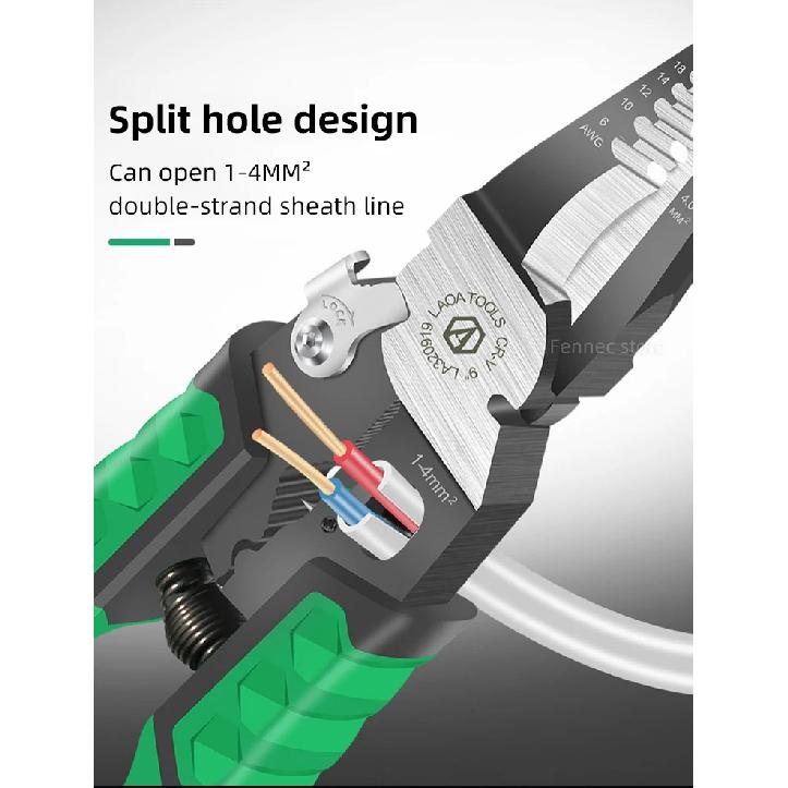 LAOA Electrician Pliers Needle Nose Pliers 9 in 1 for Clamping Screwing Wire Stripping Cable Cutting Wire Splitting LA320919