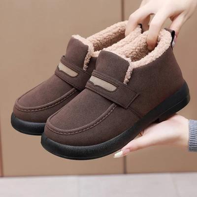 Winter Thicken Plus Velvet Women Loafers Warm Faux Lamb Fleece Peas Shoe Round Toe Cotton Platform Flats Slip On Non-slip Zapato