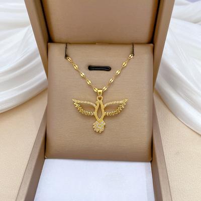 Empty Owl Light Luxury Temperament Gorgeous Full Diamond Necklace Female Versatile Collarbone Chain Titanium Steel Chain