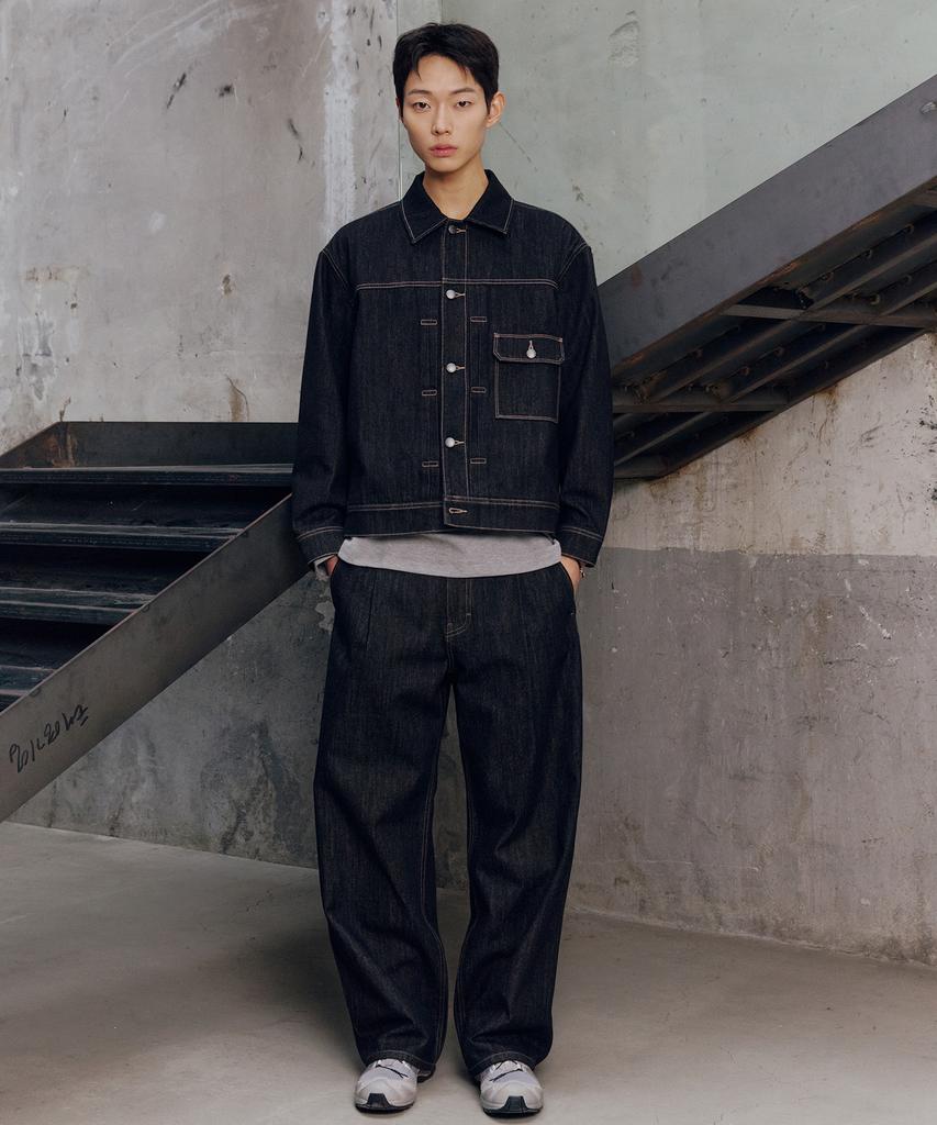 Mindbridge [Set] Black Raw Denim Single-Pleat Set-Up