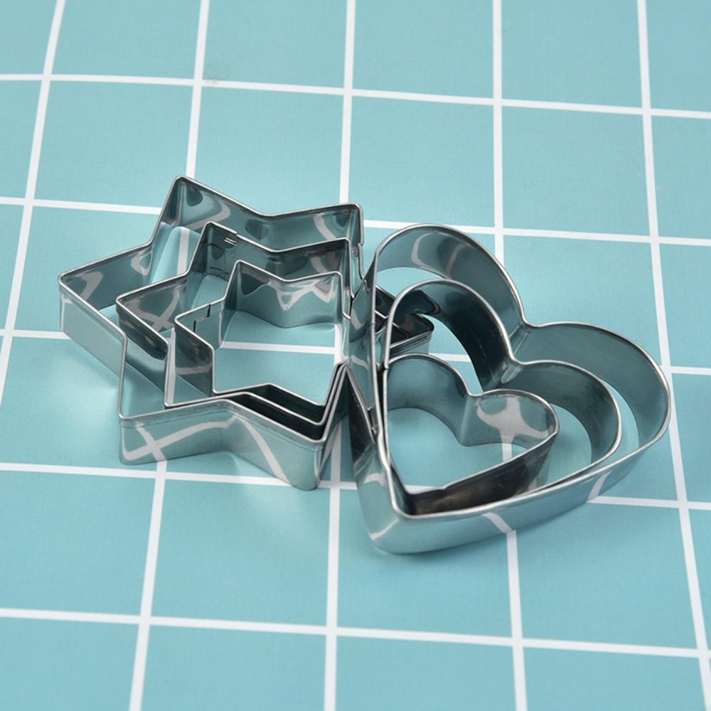 12 Stück Metall Ausstechformen Set, Kreativer Stern Ausstecher, Runde/Herz/Blumenförmige Eierformen, Backwerkzeuge für drinnen und draußen