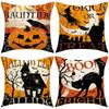 New Halloween Linen Pillow Cover Home Cushion Living Room Sofa Printed Cushion Black Orange Combination Cushion
