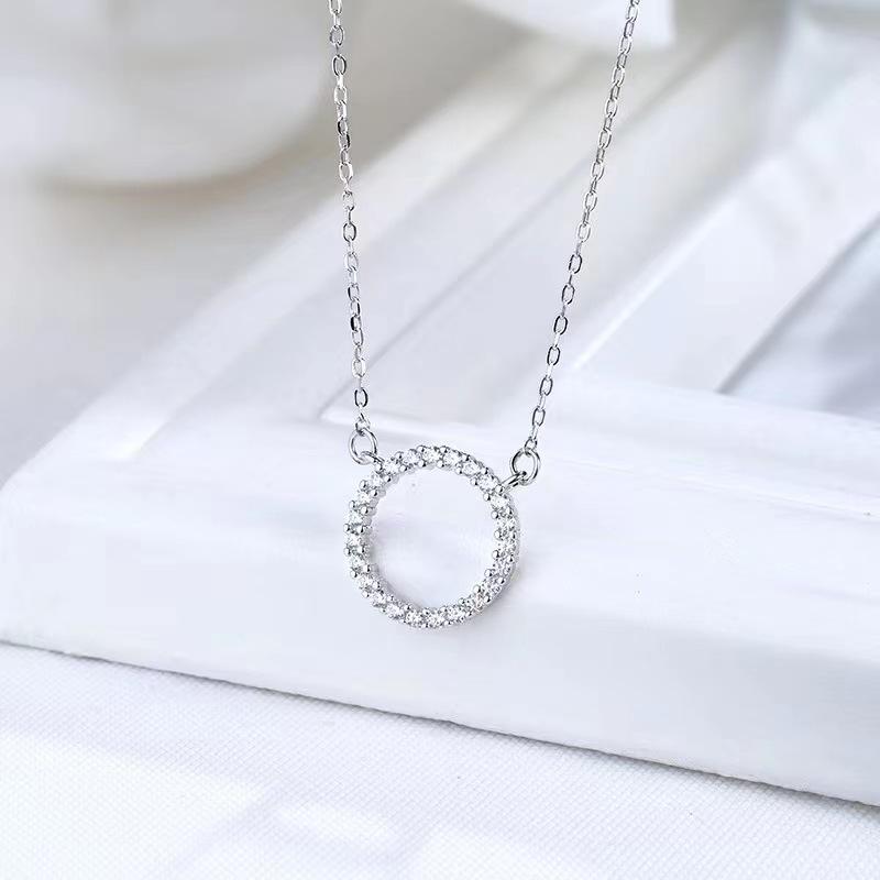 Trend Elegant Crystal Circle Pendant Necklace For Women Fashion Golden Valentine'S Necklaces Party Wedding Jewelry Gifts