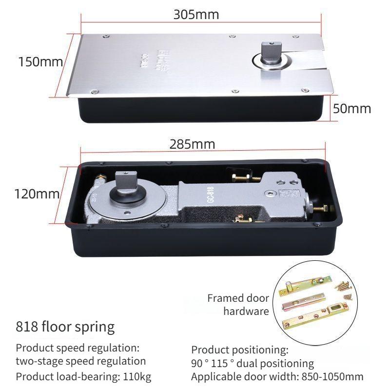 Гидравлический буфер для стеклянной двери, напольная пружина, розничный магазин, бескаркасная дверь/каркасная дверь, универсальный напольный доводчик