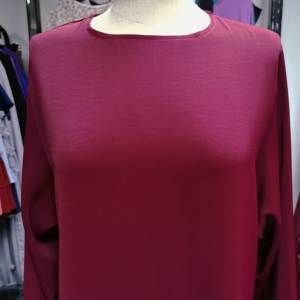 Modisches Muslimisches Kleid mit Langen Ärmeln Einfarbig Elegante Modest Wear Kleidung für Damen Schnürung Türkei Kaftan Eid Roben