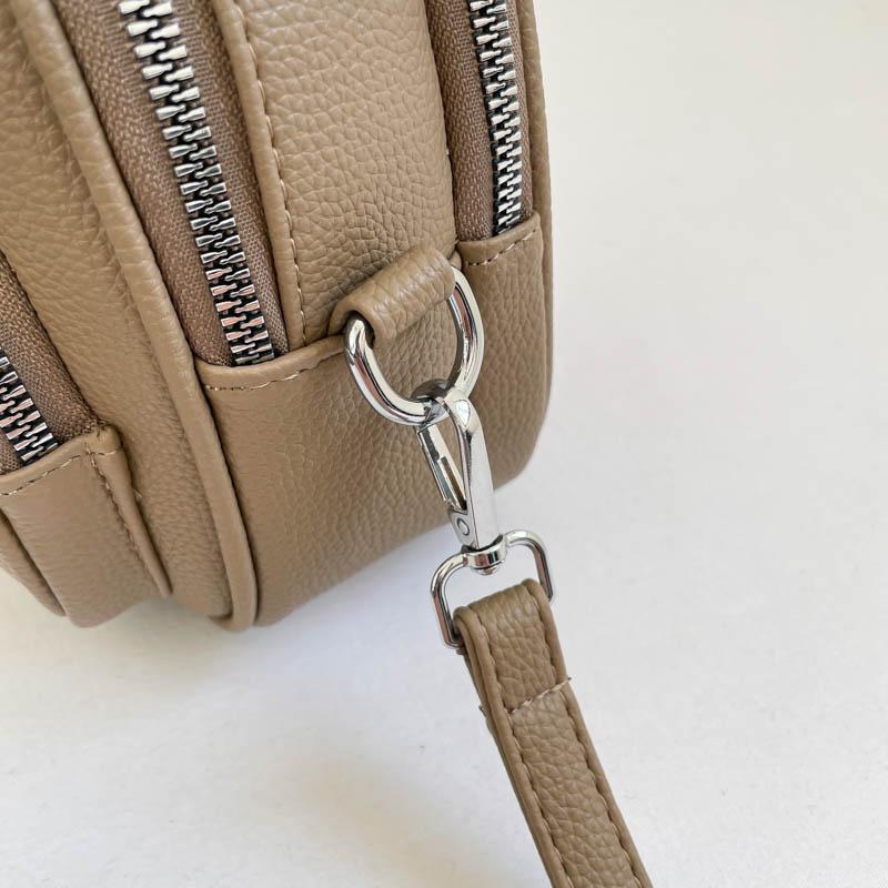 Women Mini Round Leather Handbag Multi Zipper Pockets Top Handle Crossbody Bag Adjustable Strap for Daily Use Ladies' Holiday Gifts