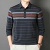 Men S Striped Long Sleeve Polo Shirt Loose Fit For Middle Aged Dad Autumn