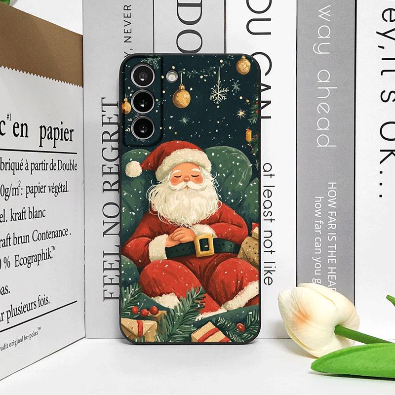Frohe Weihnachten Baum Weihnachtsmann Muster Handyhülle für Samsung Galaxy S25 S24 S23 Ultra S22 Plus S21 FE M53 M34 M55 Weiche Hüllen
