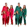 2Pcs/Set Christmas Pajamas Set Family Matching Xmas Pajamas Set Solid Color Smooth Fabric Festive Family Sleepwear