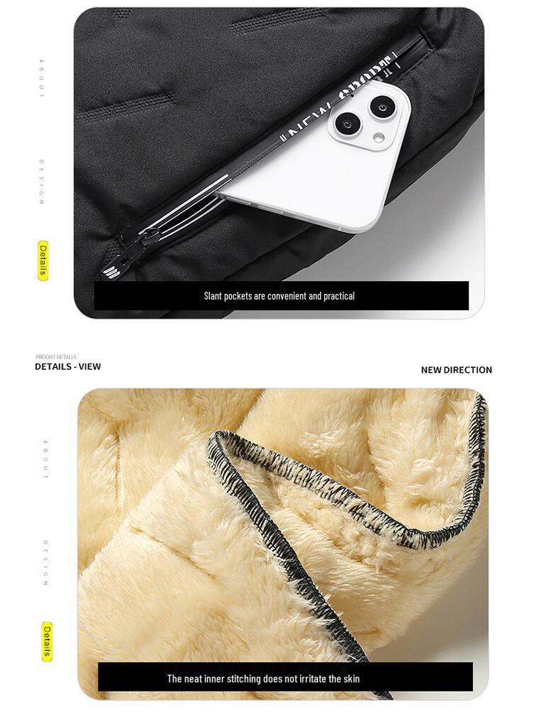 Men's Plus Size Velvet-Lined Cotton Pants - Warm Casual Lambswool Trousers for Middle-Aged & Elderly, Suitable for Autumn/Winter.