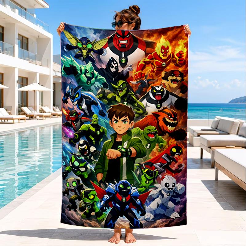 Superhero Cityscape Adventure Beach Towel, Super Soft Microfiber, Perfect Gift for Her/Him, Birthday, for Pool, Beach, Travel, Decor Beach Party