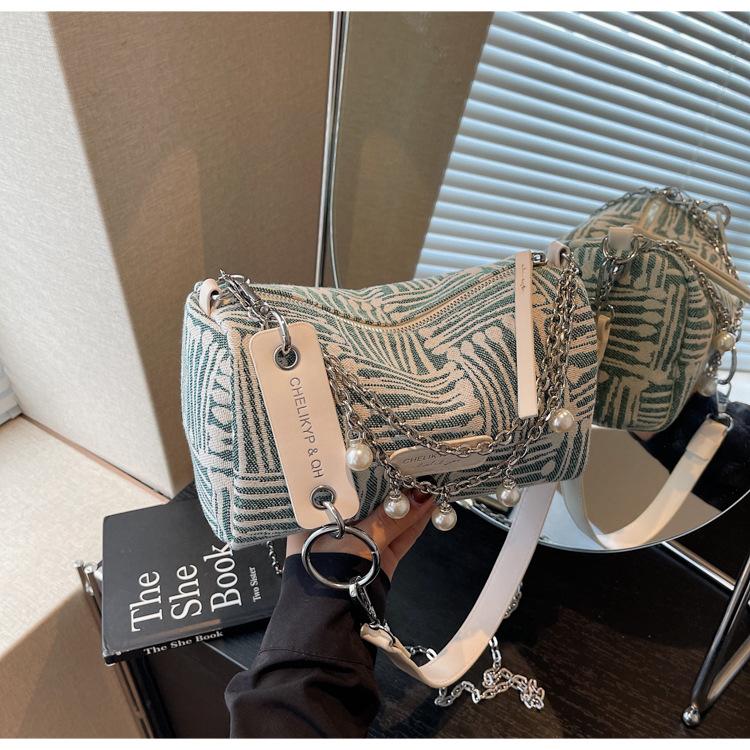 Canvas Bag Women's Summer Versatile New Fashion Niche Chain Shoulder Messenger Bag Casual Pillow Bag