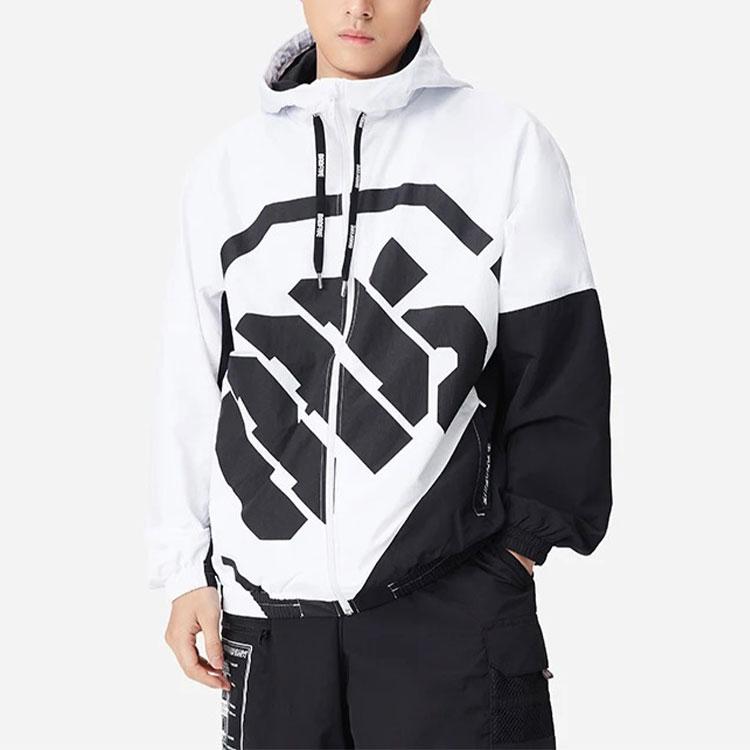 Li-Ning SS22 Badfive Series Letter Print Loose Sports Hooded Jacket Men Outerwear White AFDS075-1