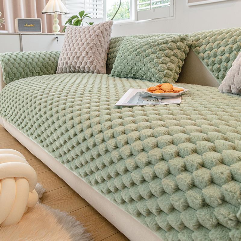 Winter Thicken Thermal Rabbit Plush Sofa Cushion Simple Modern Light Luxury Nordic Non-Slip Plush Cushion