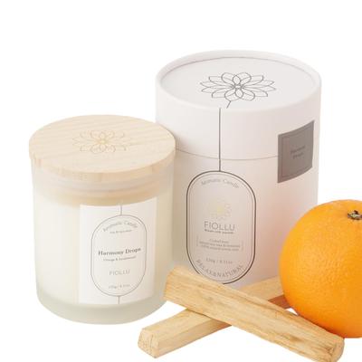 FIOLLU Aroma Candle by an Natural Soy Wax Smokeless Cotton Gift Harmony Drops (Sandalwood, Orange) [Supervised Aromatherapist] & Beeswax, Relaxing,